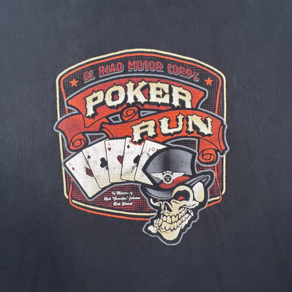 Port and Company T-Shirt Mens 2XL Black Poker Run Motor Corps Graphic Biker Tee